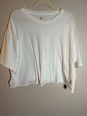 FP Movement by Free People White Cropped Boxy Short Sleeve Tee